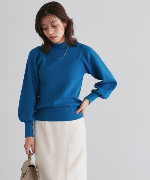 Pierrot（ピエロ）の「ゴールドボタンパフスリーブニット（ニット/セーター・レディース・アイボリー/ブルーグリーン/杢グレー/ベージュ/ネイビー/チャコール/ブルー/ブルー系その他/ブラウン/ロイヤルブルー・M/L/LL）」の8枚目の写真