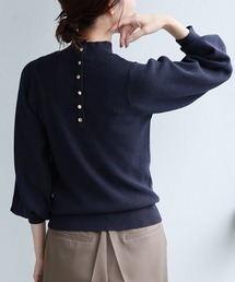 Pierrot（ピエロ）の「ゴールドボタンパフスリーブニット（ニット/セーター・レディース）」