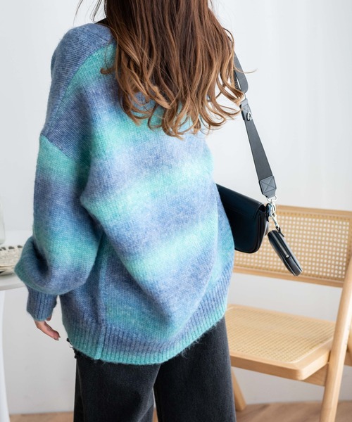WEGO（ウィゴー）の「WEGO/グラデーションBIGカーディガン（カーディガン/ボレロ・レディース・ブルー系その他/イエロー系その他/グレー系その他/ブルー・FREE）」の21枚目の写真