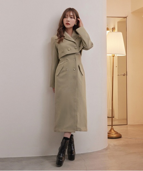 ANDGEEBEE（アンジービー）の「ボタンジャケットワンピセット（ワンピース・レディース・ベージュ/オリーブ・MEDIUM）」の17枚目の写真