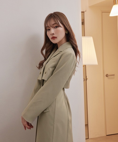 ANDGEEBEE（アンジービー）の「ボタンジャケットワンピセット（ワンピース・レディース・ベージュ/オリーブ・MEDIUM）」の11枚目の写真