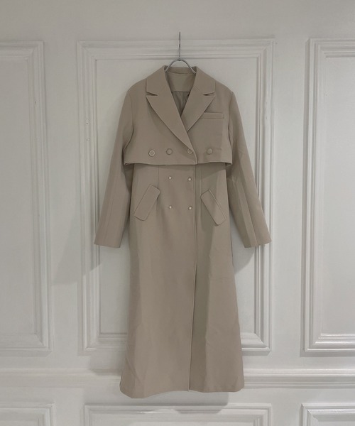 ANDGEEBEE（アンジービー）の「ボタンジャケットワンピセット（ワンピース・レディース・ベージュ/オリーブ・MEDIUM）」の4枚目の写真