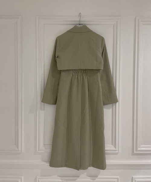 ANDGEEBEE（アンジービー）の「ボタンジャケットワンピセット（ワンピース・レディース・ベージュ/オリーブ・MEDIUM）」の12枚目の写真