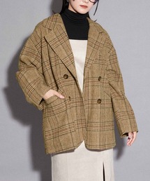 チェックミドル丈ジャケットコート