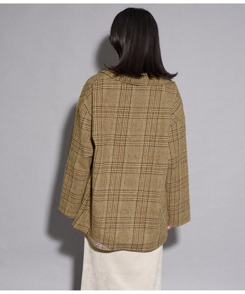 ANAP（アナップ）の「チェックミドル丈ジャケットコート（その他アウター・レディース・ベージュ/ブラック・FREE）」の3枚目の写真