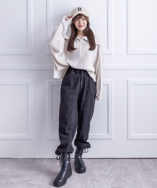 clear（クリア）の「ハーフジップニットトップス（ニット/セーター・レディース・アイボリー/ベージュ/ブラック・F）」の11枚目の写真