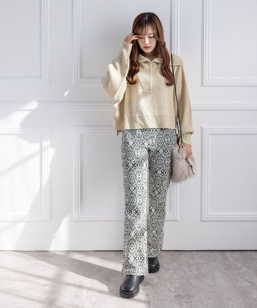 clear（クリア）の「ハーフジップニットトップス（ニット/セーター・レディース・アイボリー/ベージュ/ブラック・F）」の20枚目の写真