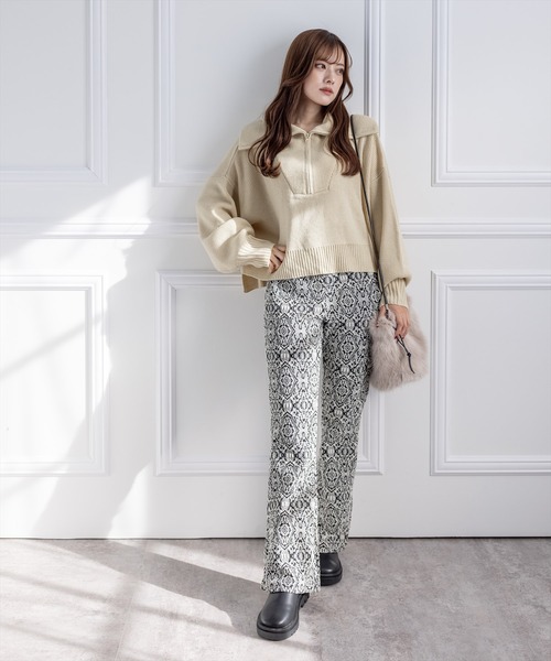 clear（クリア）の「ハーフジップニットトップス（ニット/セーター・レディース・アイボリー/ベージュ/ブラック・F）」の21枚目の写真