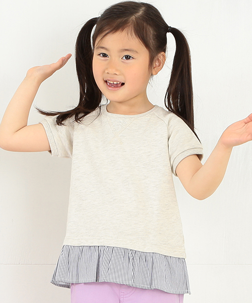 B:MING by BEAMS（ビーミングバイビームス）の「ビーミング by ビームス / ミニ裏毛 裾フリルTOP（スウェット・キッズ・ナチュラル/グレー・140/110/130/100/120/90）」の2枚目の写真