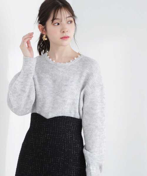 PROPORTION BODY DRESSING（プロポーションボディドレッシング）の「ラウンドネック片畦パールニットプルオーバー / 1213170200（ニット/セーター・レディース・グレー/ホワイト・FREE）」の4枚目の写真