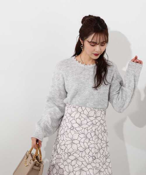 PROPORTION BODY DRESSING（プロポーションボディドレッシング）の「ラウンドネック片畦パールニットプルオーバー / 1213170200（ニット/セーター・レディース・グレー/ホワイト・FREE）」の9枚目の写真