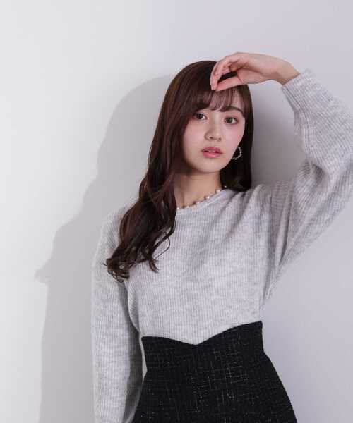 PROPORTION BODY DRESSING（プロポーションボディドレッシング）の「ラウンドネック片畦パールニットプルオーバー / 1213170200（ニット/セーター・レディース・グレー/ホワイト・FREE）」の12枚目の写真