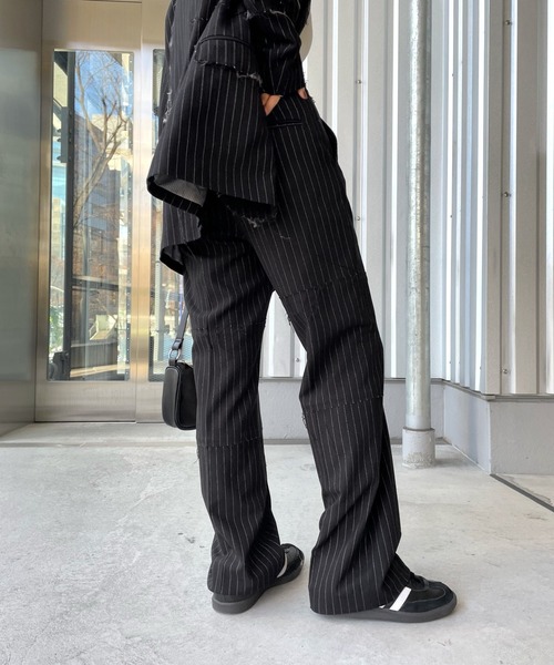 Six M（シックスエム）の「【SixM/シックスエム】トラッシースーツスラックス（スラックス・レディース・ブラック/オフホワイト・FREE）」の5枚目の写真