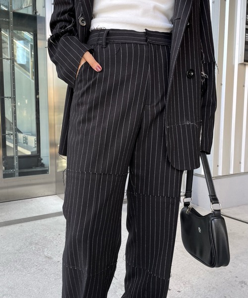 Six M（シックスエム）の「【SixM/シックスエム】トラッシースーツスラックス（スラックス・レディース・ブラック/オフホワイト・FREE）」の4枚目の写真