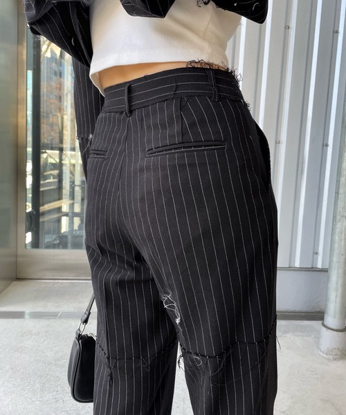 Six M（シックスエム）の「【SixM/シックスエム】トラッシースーツスラックス（スラックス・レディース・ブラック/オフホワイト・FREE）」の6枚目の写真