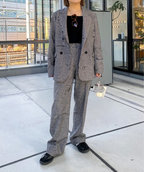 Six M（シックスエム）の「【SixM/シックスエム】トラッシースーツスラックス（スラックス・レディース・ブラック/オフホワイト・FREE）」の14枚目の写真