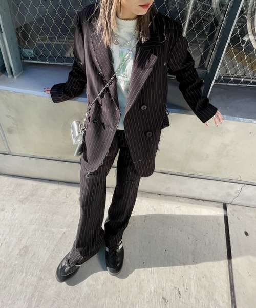 Six M（シックスエム）の「【SixM/シックスエム】トラッシースーツスラックス（スラックス・レディース・ブラック/オフホワイト・FREE）」の8枚目の写真