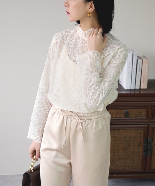 IAMUSE（アイアミューズ）の「ヴィンテージレースシアートップス S0881【IAMUSE】（その他トップス・レディース・アイボリー/ブラック・FREE）」の6枚目の写真