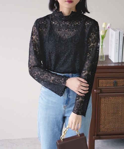 IAMUSE（アイアミューズ）の「ヴィンテージレースシアートップス S0881【IAMUSE】（その他トップス・レディース・アイボリー/ブラック・FREE）」の12枚目の写真