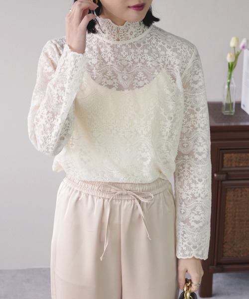 IAMUSE（アイアミューズ）の「ヴィンテージレースシアートップス S0881【IAMUSE】（その他トップス・レディース・アイボリー/ブラック・FREE）」の4枚目の写真