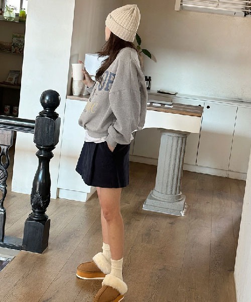 NANING9（ナンニング）の「NANING9 ヴィンテージライクプリント裏起毛トレーナー（スウェット・レディース・グレー/ホワイト系その他・FREE）」の8枚目の写真