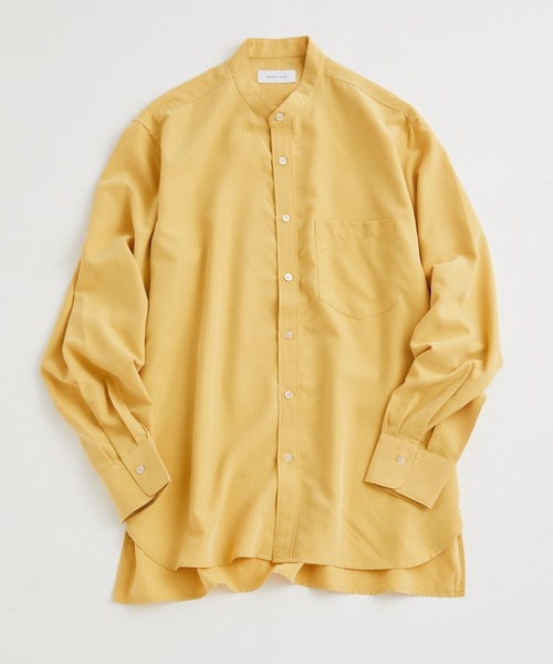 ADAM ET ROPE'(アダムエロペ)の「リラックス ドレープ レーヨンスエード とろみバンドカラーシャツ/イージーケア/3シーズン着用可能/ユニセックス(シャツ/ブラウス・メンズ・イエロー系その他2/ブラック/ライトグリーン/グリーン系その他2・L/M)」の4枚目の写真