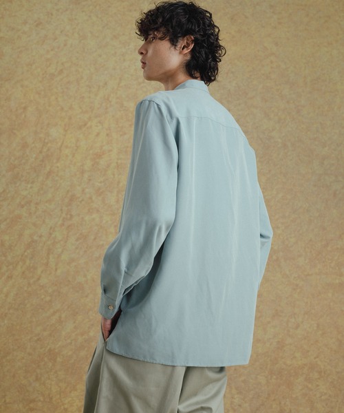 ADAM ET ROPE'(アダムエロペ)の「リラックス ドレープ レーヨンスエード とろみバンドカラーシャツ/イージーケア/3シーズン着用可能/ユニセックス(シャツ/ブラウス・メンズ・イエロー系その他2/ブラック/ライトグリーン/グリーン系その他2・L/M)」の7枚目の写真