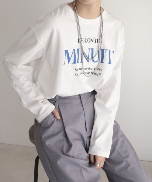 fredy emue(フレディエミュ)の「ロゴロンT(Tシャツ/カットソー・レディース・オフホワイト/ライトグレー/ホワイト・38)」の2枚目の写真