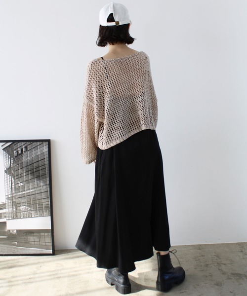 GeeRA（ジーラ）の「ミックス糸ざっくりメッシュニット（ニット/セーター・レディース・パープル/ベージュ・MEDIUM/LARGE）」の6枚目の写真