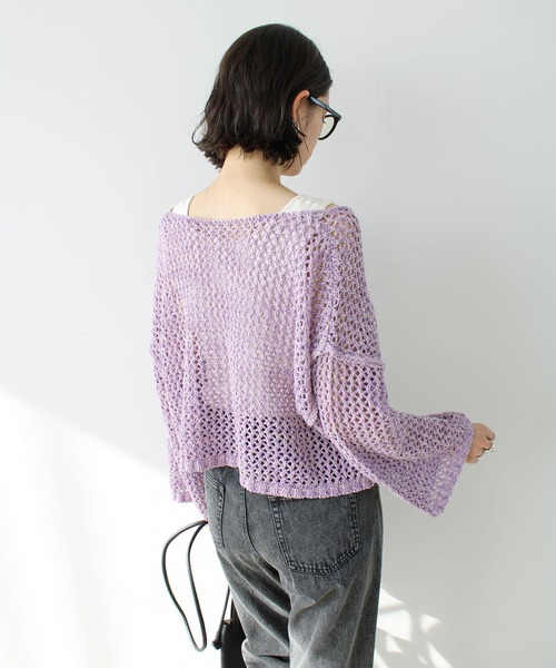 GeeRA（ジーラ）の「ミックス糸ざっくりメッシュニット（ニット/セーター・レディース・パープル/ベージュ・MEDIUM/LARGE）」の17枚目の写真