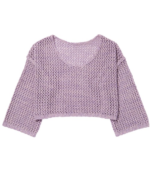 GeeRA（ジーラ）の「ミックス糸ざっくりメッシュニット（ニット/セーター・レディース・パープル/ベージュ・MEDIUM/LARGE）」の20枚目の写真