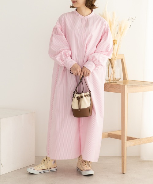 SLURR(スラ―)の「ボリュームシャツワンピース(ワンピース・レディース・ピンク系その他/サックスブルー/サックスブルー系3/オフホワイト・FREE)」の1枚目の写真