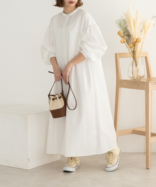SLURR(スラ―)の「ボリュームシャツワンピース(ワンピース・レディース・ピンク系その他/サックスブルー/サックスブルー系3/オフホワイト・FREE)」の2枚目の写真