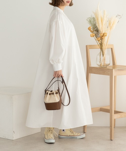 SLURR(スラ―)の「ボリュームシャツワンピース(ワンピース・レディース・ピンク系その他/サックスブルー/サックスブルー系3/オフホワイト・FREE)」の5枚目の写真