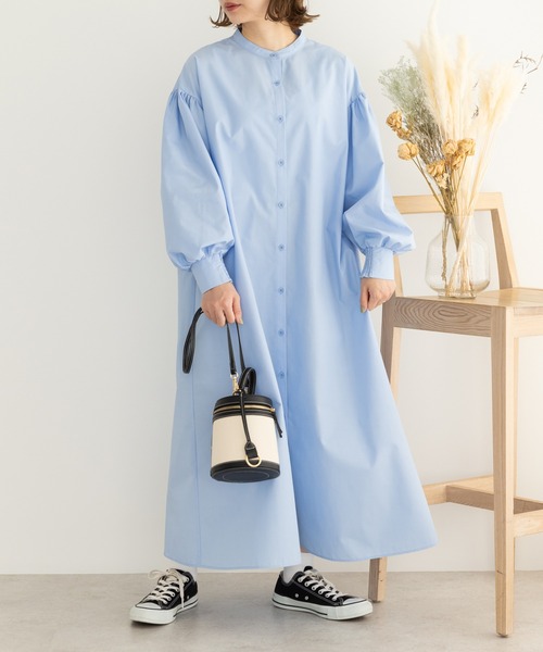 SLURR(スラ―)の「ボリュームシャツワンピース(ワンピース・レディース・ピンク系その他/サックスブルー/サックスブルー系3/オフホワイト・FREE)」の13枚目の写真