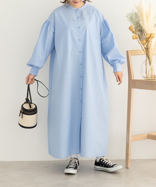 SLURR(スラ―)の「ボリュームシャツワンピース(ワンピース・レディース・ピンク系その他/サックスブルー/サックスブルー系3/オフホワイト・FREE)」の14枚目の写真