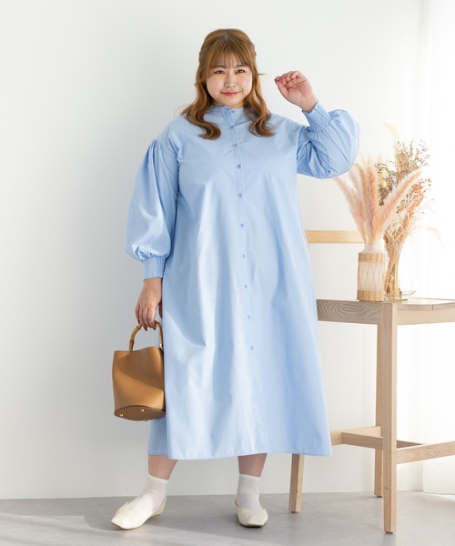 SLURR(スラ―)の「ボリュームシャツワンピース(ワンピース・レディース・ピンク系その他/サックスブルー/サックスブルー系3/オフホワイト・FREE)」の16枚目の写真