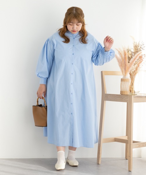 SLURR(スラ―)の「ボリュームシャツワンピース(ワンピース・レディース・ピンク系その他/サックスブルー/サックスブルー系3/オフホワイト・FREE)」の17枚目の写真