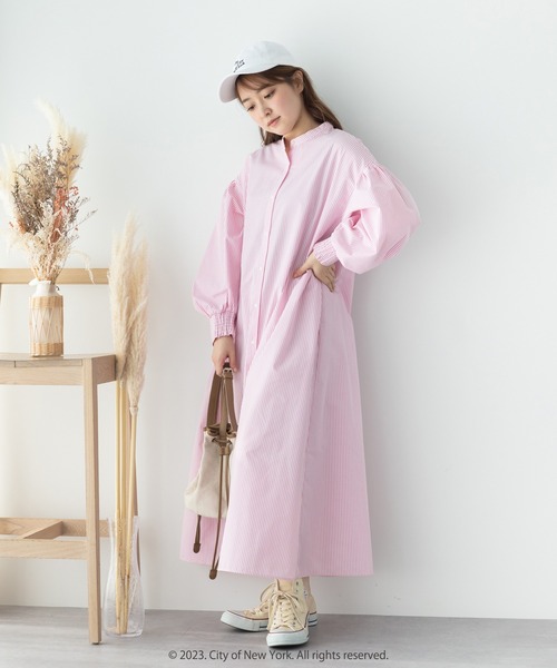 SLURR(スラ―)の「ボリュームシャツワンピース(ワンピース・レディース・ピンク系その他/サックスブルー/サックスブルー系3/オフホワイト・FREE)」の22枚目の写真