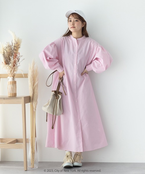 SLURR(スラ―)の「ボリュームシャツワンピース(ワンピース・レディース・ピンク系その他/サックスブルー/サックスブルー系3/オフホワイト・FREE)」の18枚目の写真