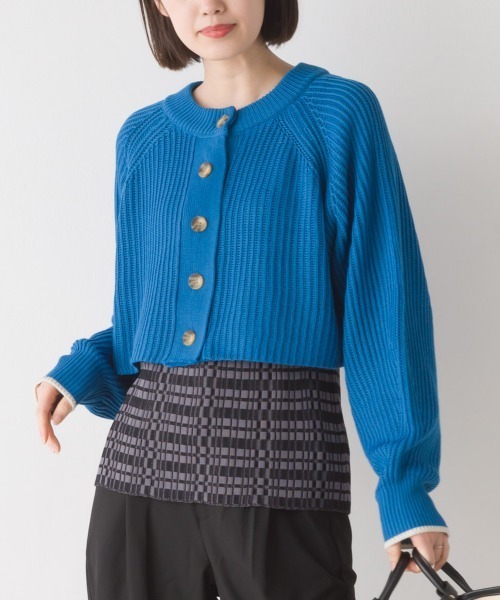 OMNES(オムネス)の「片畔編み2WAYショートプルオーバーニット(その他トップス・レディース・ブラック/アイボリー/ブルー/グリーン/ベージュ・FREE)」の5枚目の写真