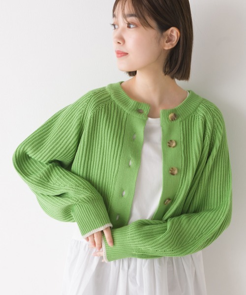 OMNES(オムネス)の「片畔編み2WAYショートプルオーバーニット(その他トップス・レディース・ブラック/アイボリー/ブルー/グリーン/ベージュ・FREE)」の4枚目の写真