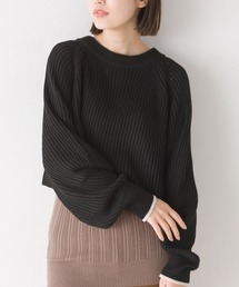 片畔編み2WAYショートプルオーバーニット