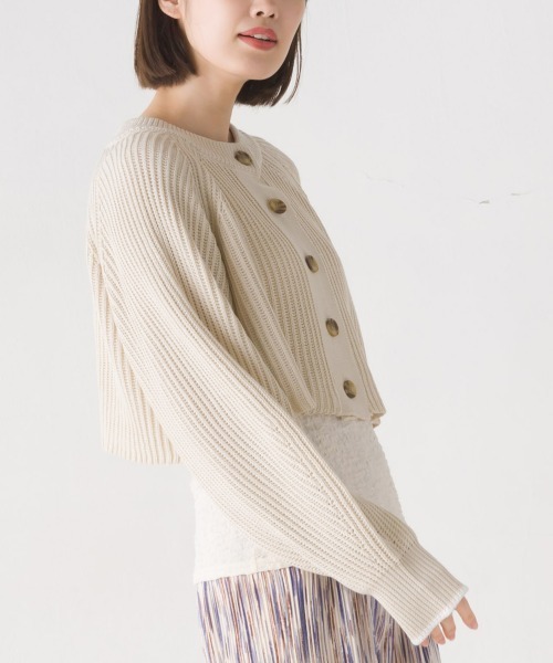 OMNES(オムネス)の「片畔編み2WAYショートプルオーバーニット(その他トップス・レディース・ブラック/アイボリー/ブルー/グリーン/ベージュ・FREE)」の8枚目の写真