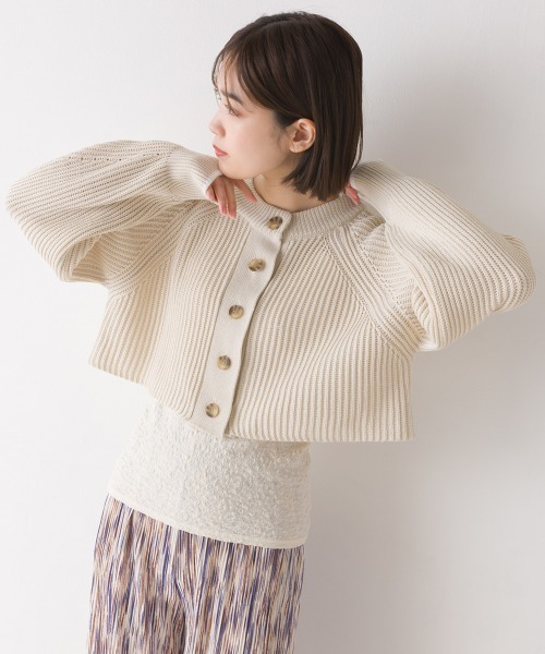 OMNES(オムネス)の「片畔編み2WAYショートプルオーバーニット(その他トップス・レディース・ブラック/アイボリー/ブルー/グリーン/ベージュ・FREE)」の11枚目の写真