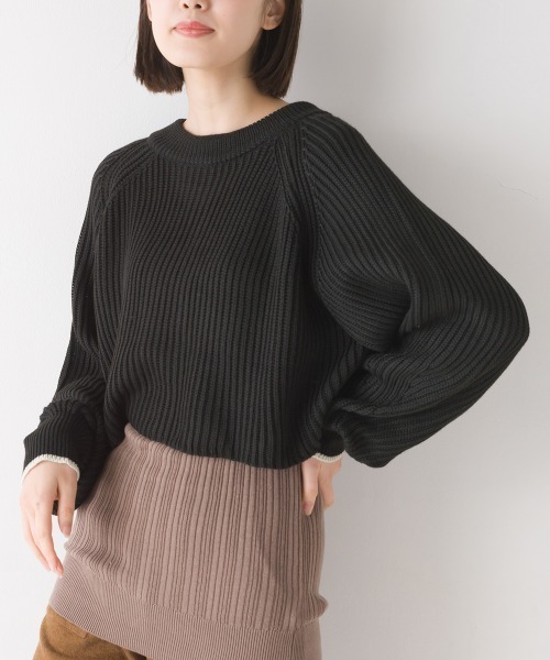 OMNES(オムネス)の「片畔編み2WAYショートプルオーバーニット(その他トップス・レディース・ブラック/アイボリー/ブルー/グリーン/ベージュ・FREE)」の18枚目の写真