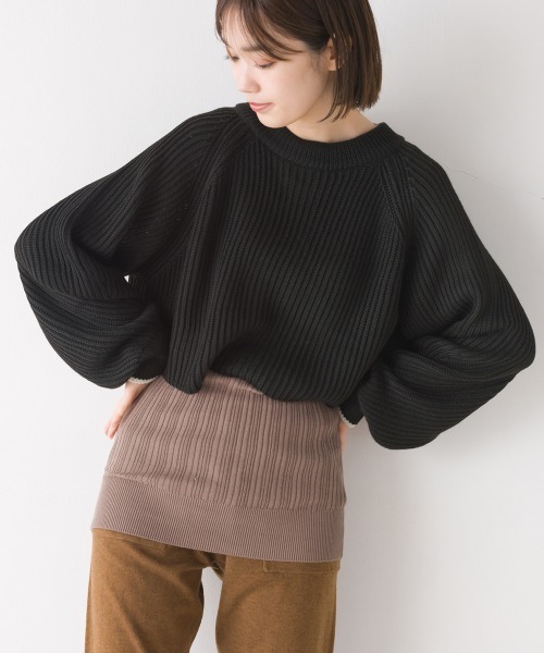 OMNES(オムネス)の「片畔編み2WAYショートプルオーバーニット(その他トップス・レディース・ブラック/アイボリー/ブルー/グリーン/ベージュ・FREE)」の22枚目の写真
