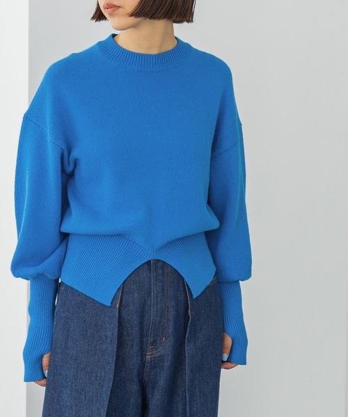 yuw（ユウ）の「リリヤーンスリットプルオーバー　178705（ニット/セーター・レディース・ブルー/イエロー/ブラック・FREE）」の3枚目の写真