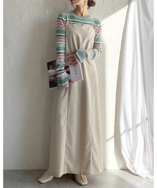 She's Closet(シーズクローゼット)の「フィンガーホールボーダー柄クルーネックタイト長袖リブニットプルオーバー(ニット/セーター・レディース・ブラック/ブルー/ラベンダー/グリーン・FREE)」の17枚目の写真