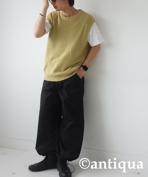 antiqua（アンティカ）の「ドロスト付きナイロン風カーゴパンツ（カーゴパンツ・レディース・ダークグレー/ホワイト/ブラック・FREE）」の10枚目の写真